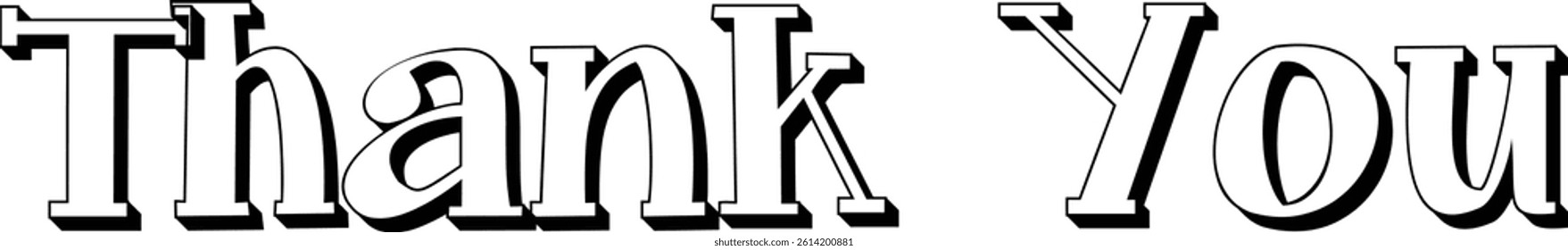 Thank you handwritten isolated black text on white background. Hand drawn lettering style calligraphy..eps