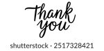 Thank you handwritten isolated on white background. Hand drawn lettering style calligraphy.