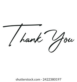 Thank You handwritten isolated on white background. Hand drawn lettering style