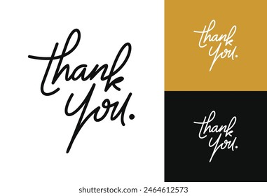 Thank You handwritten isolated on white background. Hand drawn lettering style, one line drawing, signature, calligraphy, elegant, monoline. vector