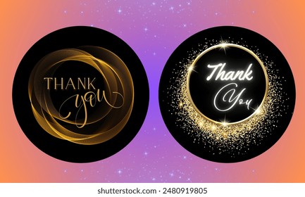 Thank You handwritten isolated on a black background. Hand-drawn lettering style, Stars. vector Illustration