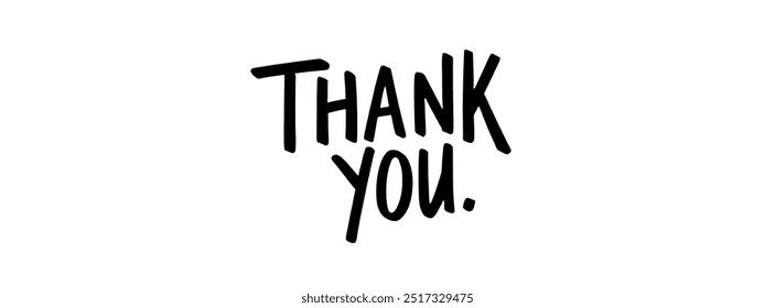 Thank you handwritten isolated on white background. Hand drawn lettering style calligraphy.