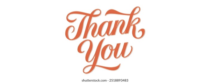 Thank you handwritten isolated on white background. Hand drawn lettering style calligraphy.