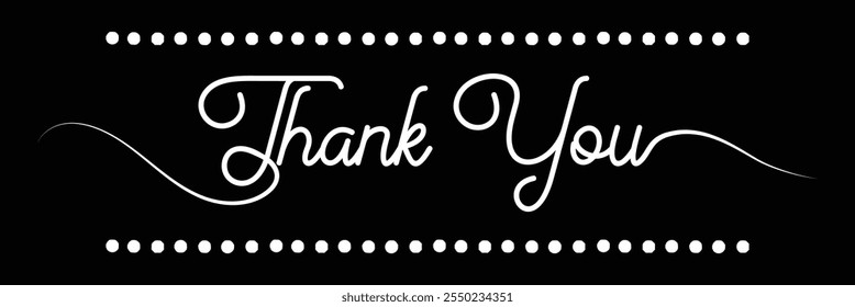 Thank You handwritten isolated on white background. Hand drawn lettering style, one line drawing, signature, calligraphy. Thank you. Eps 10.