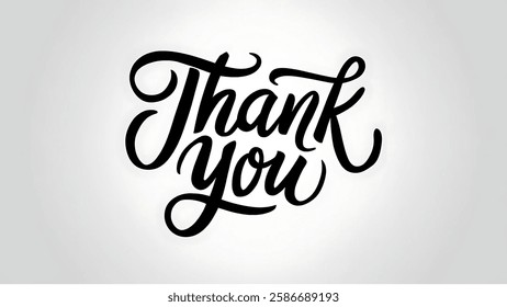 Thank you handwritten isolated on plain background. Hand drawn lettering style calligraphy.
