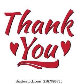 Thank you handwritten isolated on white background. Hand drawn lettering style calligraphy.
