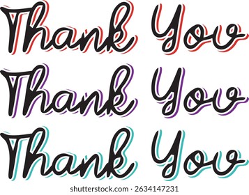 Thank You handwritten isolated on white background. Hand drawn lettering style, one line drawing, signature, calligraphy, monoline. vector Illustration