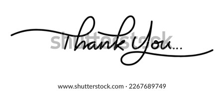Thank You handwritten isolated on white background. Hand drawn lettering style, one line drawing, signature, calligraphy, monoline. vector Illustration.eps 商業照片 © 