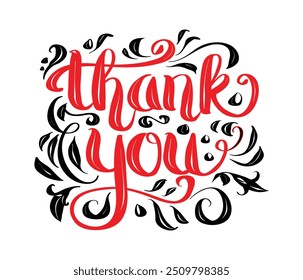Thank You handwritten lettering greeting card, in white background. Thank you typography logo, sticker, label for celebrating thanksgiving day 1