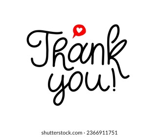Thank You, handwritten lettering. Hand drawn style, signature, calligraphy, vector template for postcard, social network, greeting card, t shirt print