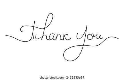 Thank you handwritten lettering. Hand drawn fonts thin line. Vector illustration