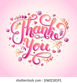 Thank you handwritten lettering inscription for banner, poster, presentation, brochure. Vector illustration