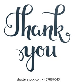 Thank you. Handwritten lettering. Vector illustration