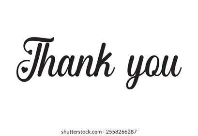 Thank You handwritten love inscription. Hand drawn lettering. Thank You calligraphy. Thank you card. Vector illustration. Use on cards, banner, poster, sticker, packaging and other suitable place.