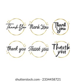 Thank you. Handwritten modern brush lettering inside a golden circle.