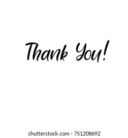 Thank you. Handwritten modern calligraphy. Handwritten inscription for greeting cards, wedding invitations, wedding decoration, photo overlay. Isolated on white background. Vector Illustration