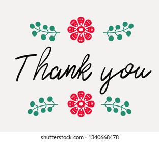 Thank you - handwritten phrase in folk style.