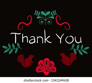 Thank you - handwritten phrase in folk style. in folk style for posters, t-shirts and wall art. Vector design.