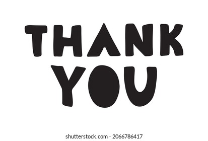 Thank you, handwritten scandinavian inscription. Hand drawn lettering. Thank you calligraphy. Thank you card. Vector illustration isolated on white background.