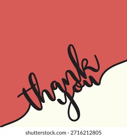 Thank you handwritten script in black ink on a modern teal background with a white border.
