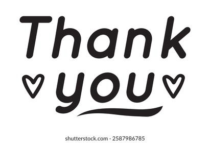 Thank You - handwritten text isolated on white background. Calligraphic vector hand-drawn lettering. Handwritten calligraphy.
