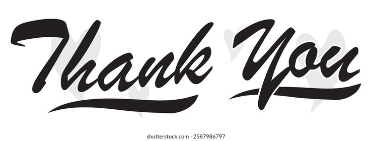Thank You - handwritten text isolated on white background. Calligraphic vector hand-drawn lettering. Handwritten calligraphy.