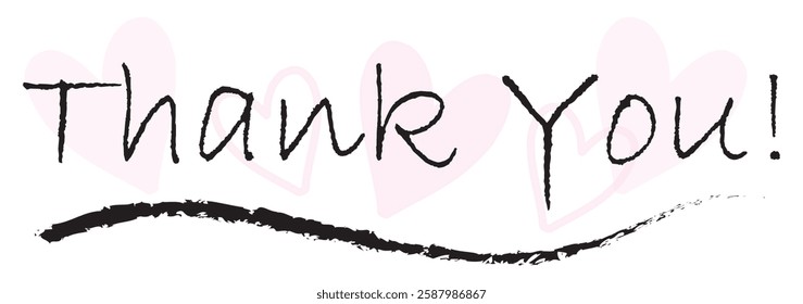 Thank You - handwritten text isolated on white background. Calligraphic vector hand-drawn lettering. Handwritten calligraphy.