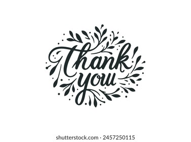 Thank You handwritten typography. Hand drawn lettering. Thank You calligraphy. Thank you card. Vector illustration. on white background