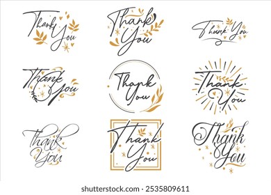 Thank You, Thank You handwritten typography, Thank you text collection, Thanksgiving day, Thank You calligraphy, Appreciation, grateful, Gift,Typography for banner, poster, Social media