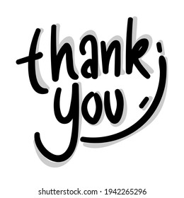 thank you handwritten vector in black. Thank You sign. Hand drawn vector lettering. 