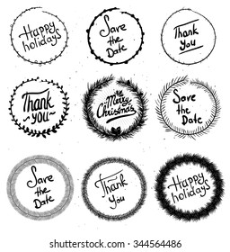 Thank you handwritten vector illustration, dark brush pen lettering isolated on white background