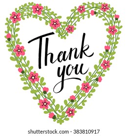 Thank you handwritten vector illustration, dark brush pen lettering isolated on white background
