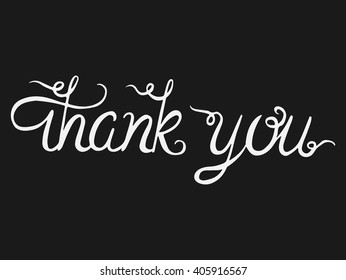 Thank you handwritten vector illustration. Hand brush lettering. Card template.