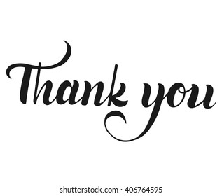 Thank you handwritten vector illustration. Hand brush lettering. Card template.