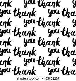 Thank you handwritten vector illustration, dark brush pen lettering isolated on white background