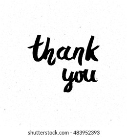 Thank you handwritten vector illustration, dark brush pen lettering isolated on white background