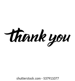 Thank you handwritten vector illustration, dark brush pen letter