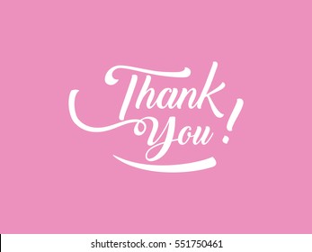 Thank you handwritten vector illustration in pink background