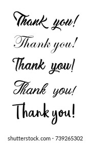 Thank you handwritten vector illustration, dark brush pen lettering isolated on white background