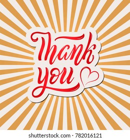Thank You handwritten vector inscription. Hand drawn typography lettering phrase Thank you. Vector illustration thank you for banner, poster, flyer, greeting card. Fine ink brush lettering EPS 10.