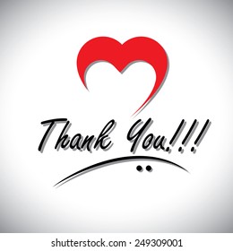 thank you handwritten words vector with heart or love icon. This also represents expressing gratitude, heart felt wishes, card cover, thanksgiving day wishes, acknowledge others, heartfelt wishes