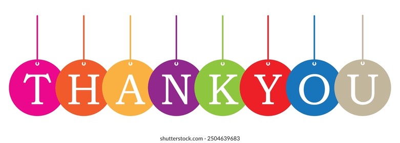 Thank you hanging ball style banner icon. Vector illustration.