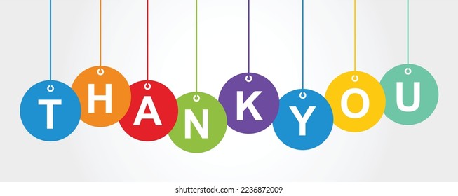 Thank you hanging with colourful circle 