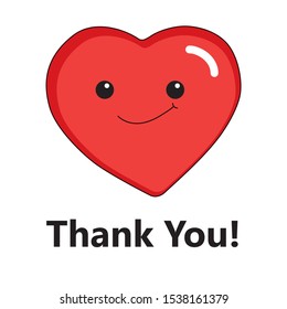 Thank you. Happy red heart. Vector icon. 