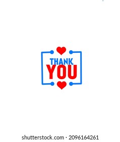 Thank You. heart Icon in Flat Style Vector Illustration Design typography.