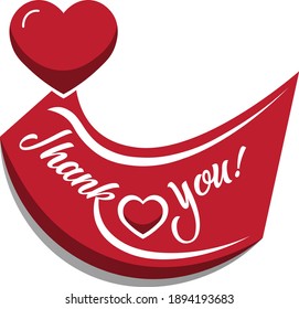 Thank You heart illustration card design, Flying red Love. vector