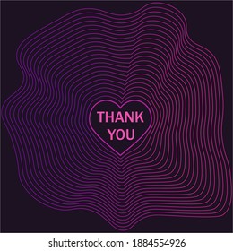 Thank you in the heart neon sign makes it quick and easy to customize your romance holiday projects. Vector illustration.