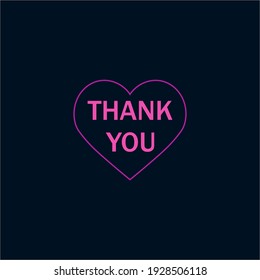 Thank you in the heart neon sign makes it quick and easy to customize your romance holiday projects. Vector illustration.