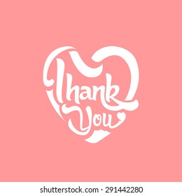 ,,Thank You,, heart shaped typographical design. Vector background.