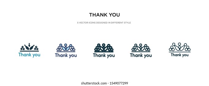 thank you icon in different style vector illustration. two colored and black thank you vector icons designed in filled, outline, line and stroke style can be used for web, mobile, ui